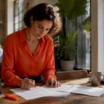 Translator reviewing certified trade documents at desk