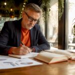 Professional reviewing business documents for translation