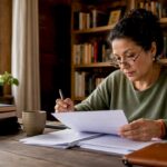 Woman reviewing certified guardianship document at desk