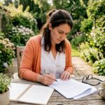 Woman reviewing professional license documents