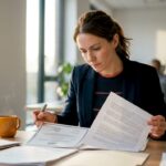 Woman reviewing translation accuracy certificate