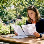 Woman reviewing original and translated documents