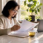 Woman reviewing certified translation documents