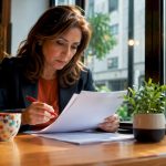 Legal professional reviewing translated document