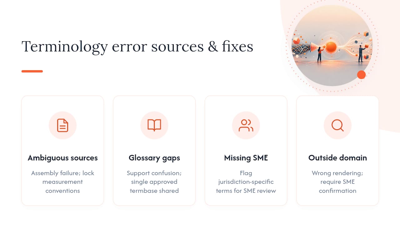 Diagram of terminology error sources and their impacts