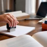 Hand stamping certified translation document