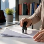Hands stamping certified translation document