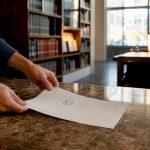 Hands handling certified academic document copy