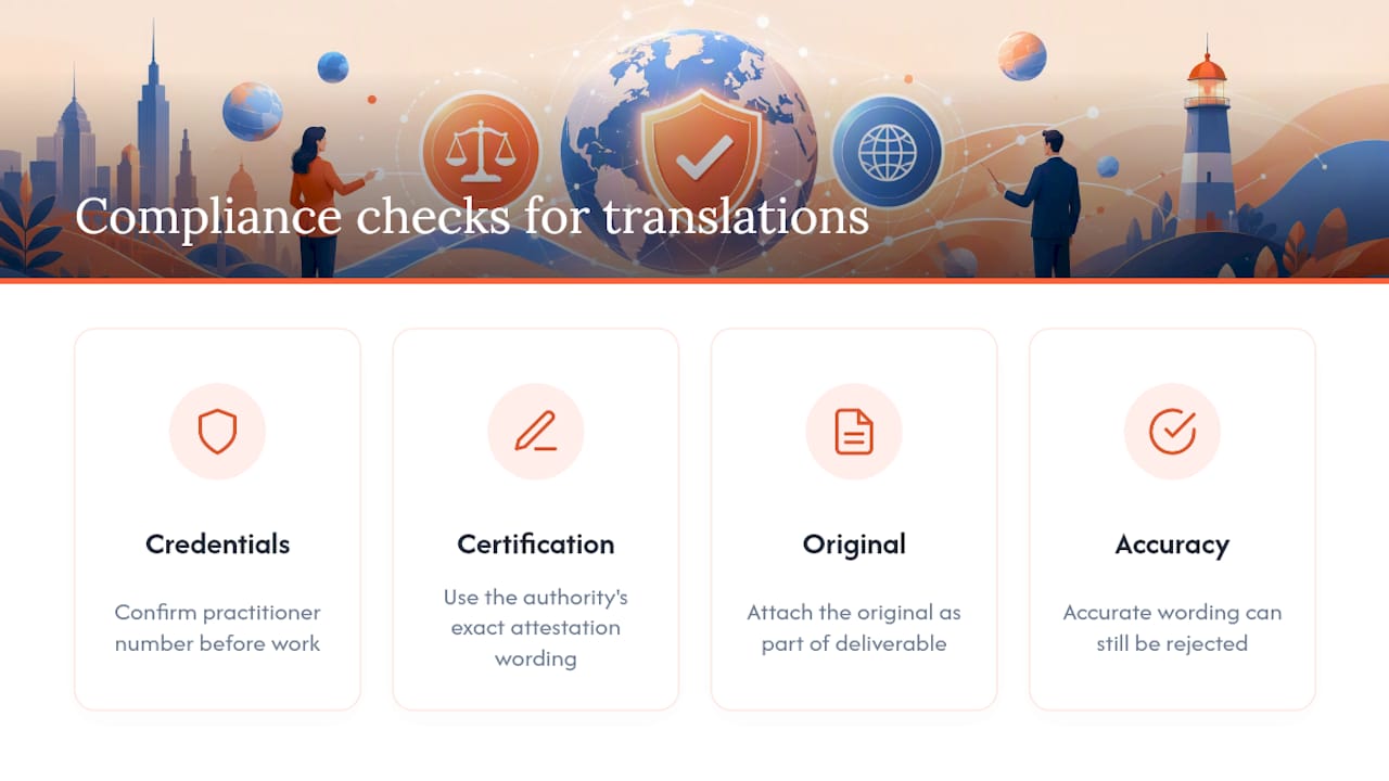 Chart of translation compliance requirements
