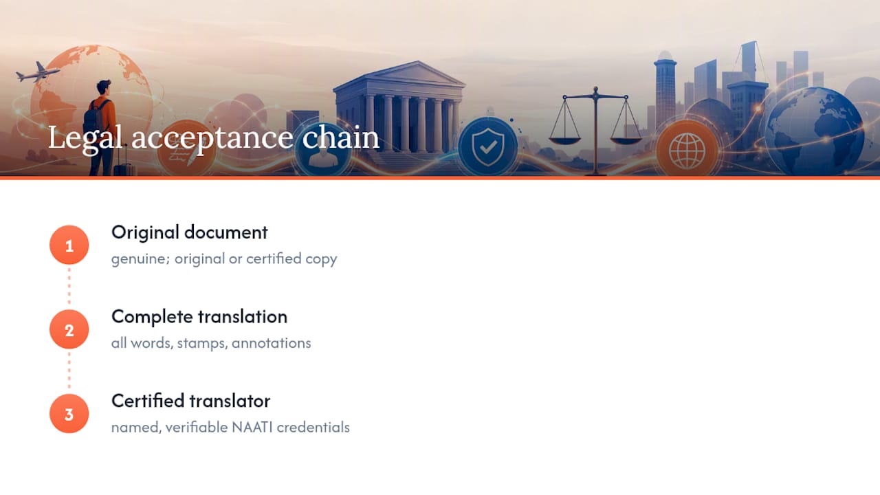 Diagram illustrating three links for legal acceptance